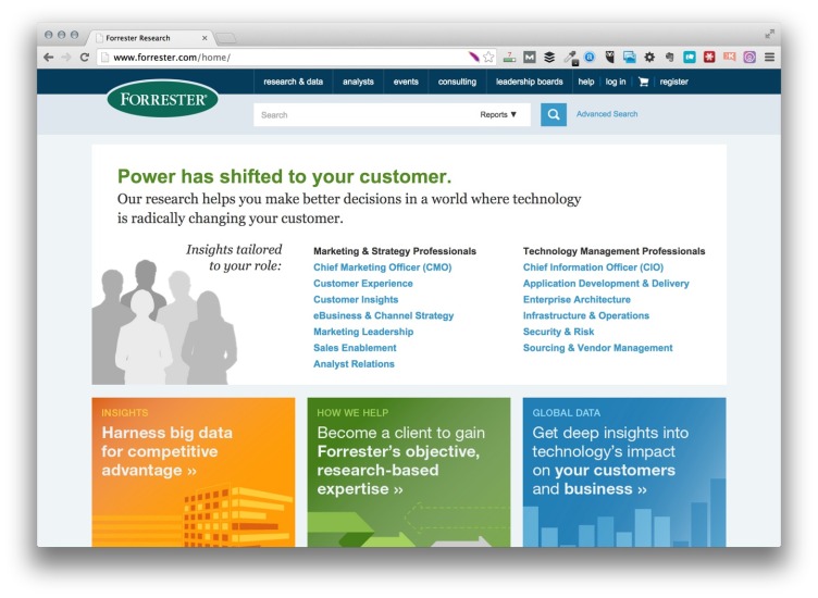 Forrester Research Home Page, Aug 2014
